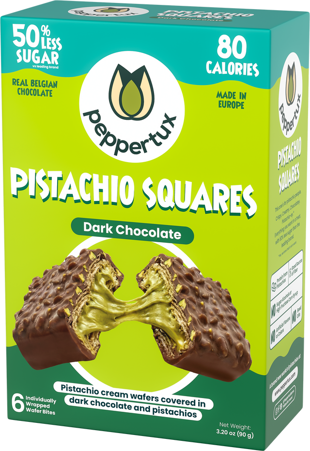 Pistachio Squares - Dreamy Pistachio Cream Wafer Covered in Dark Chocolate