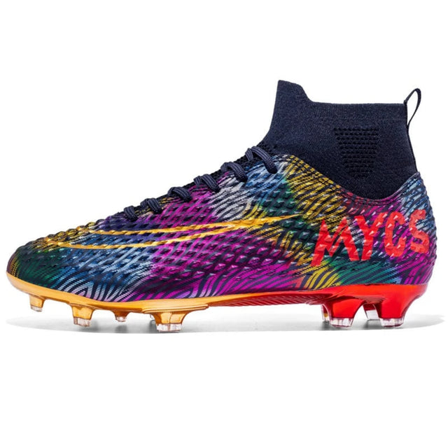 Kids & Youth Soccer Cleats for Firm Ground Football, Soccer, Baseball, Softball-White/Black/Cyan