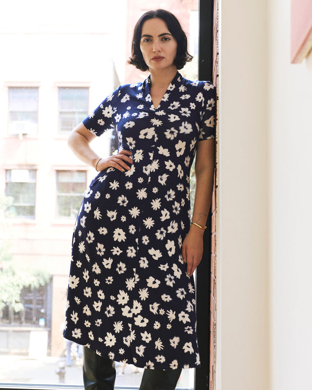 Zadie Liquid Jersey Gathered Dress - Mystic Blossom