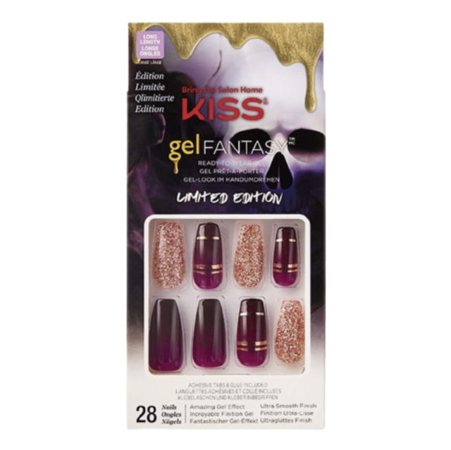 Limited Edition Halloween Design 28 Fake Nails - Dark Plum