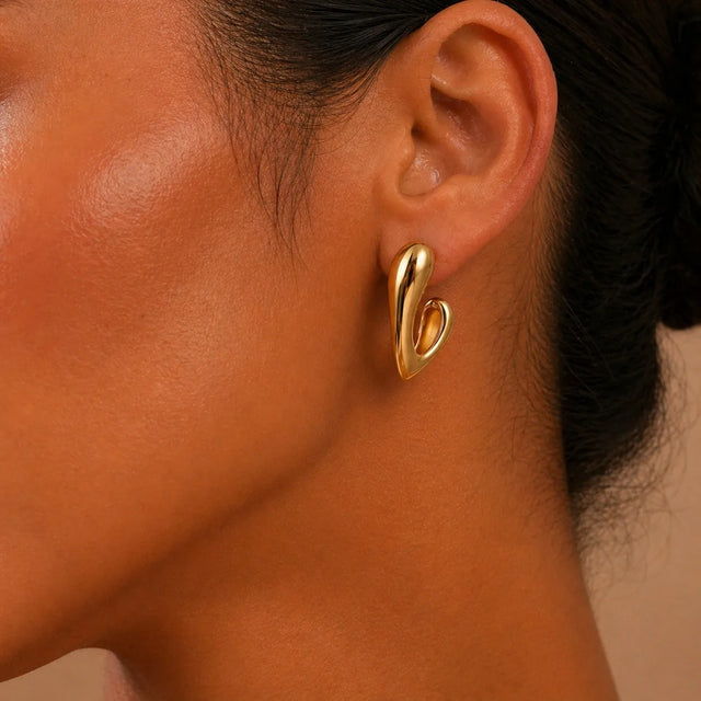 Glossy Heart Statement Earrings