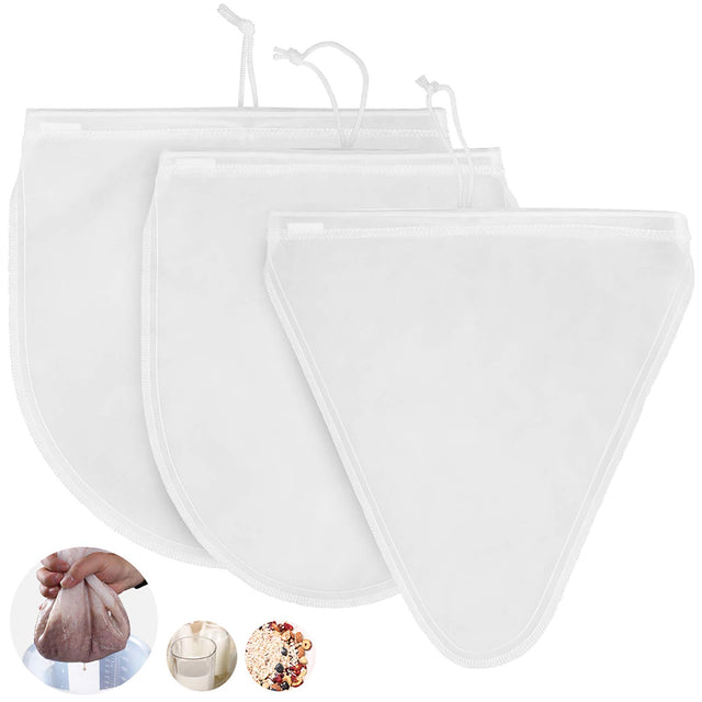 WD&CD Sacchetto filtro per latte di mandorle,[3 Pezzi] Sacchetto filtrante per Latte vegetale,Sacchetto a Maglie fine per filtrare Latte di soia, mandorle, nocc
