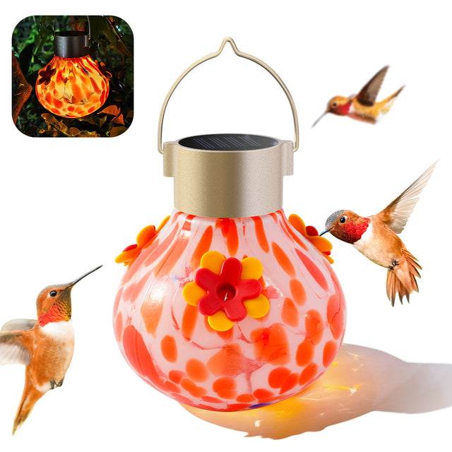 VINGUYS Red Solar Hummingbird Feeder with Light