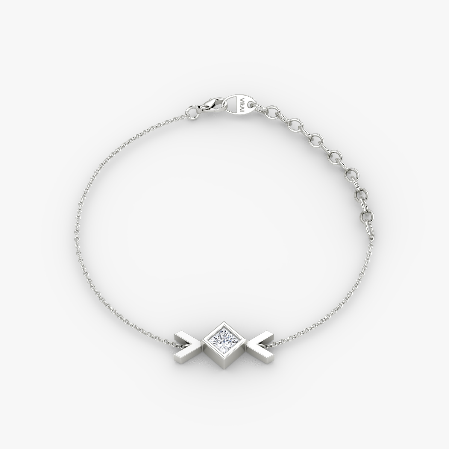 Arrow Bracelet in 14k White Gold | 0.15 carat Princess Cut VRAI Created Diamond