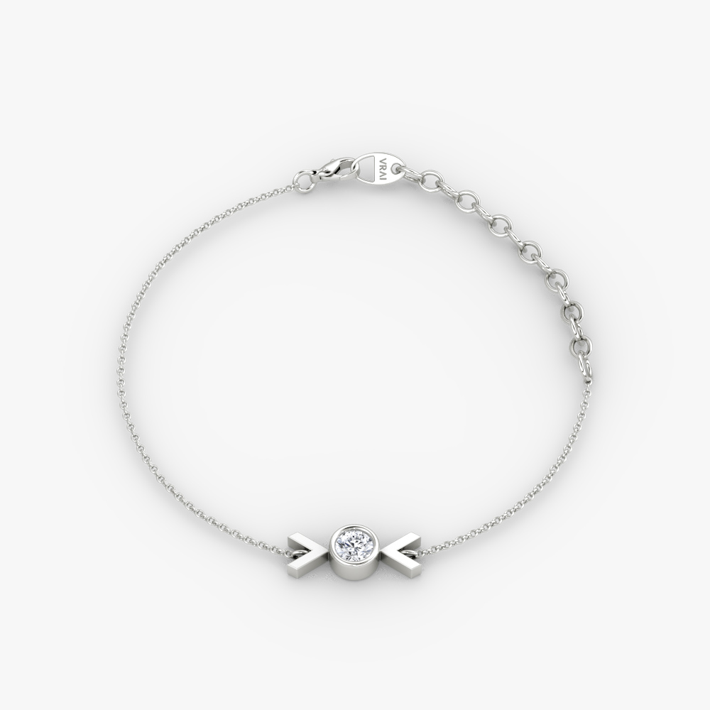 Arrow Bracelet in 14k White Gold | 1/10 carat Round Brilliant Cut VRAI Created Diamond
