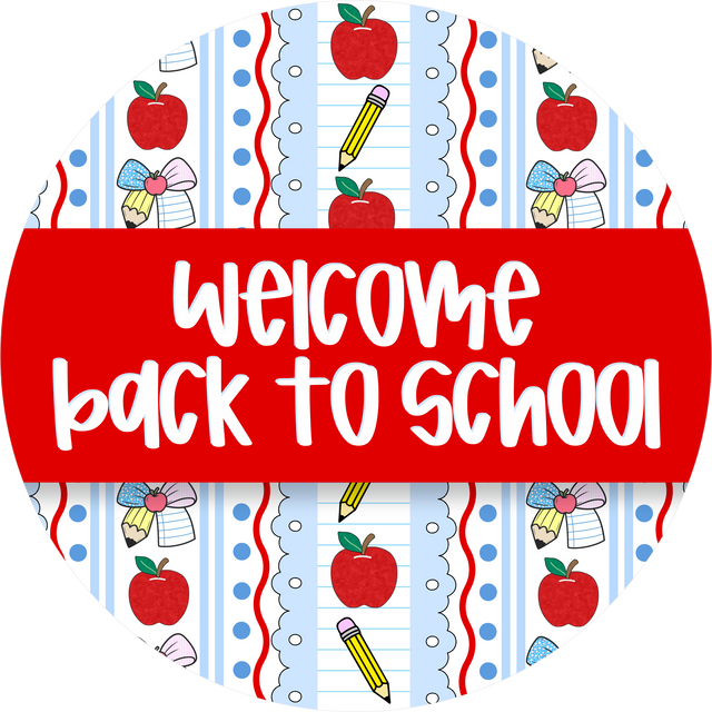 Teacher Sign, Welcome Back To School, DECOE-5320-D, Sign For Wreath, 10" Wood Sign