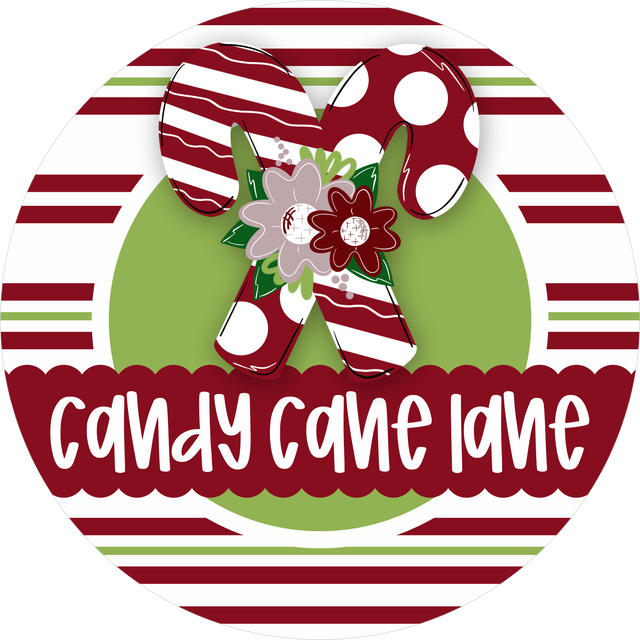 Christmas Sign, Candy Cane Lane, DECOE-5321-D, Sign For Wreath, 10" Wood Sign
