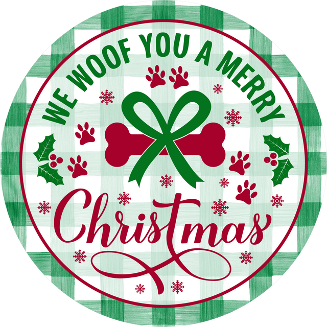 Christmas Sign, Woof You Merry Christmas, DECOE-5325-D, Sign For Wreath, 10" Wood Sign