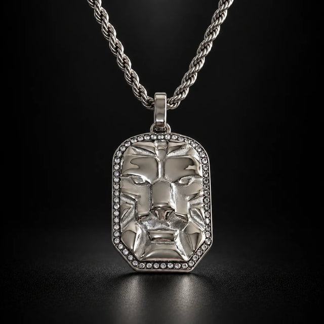 Men's Lion Head Dog Tag Necklace
