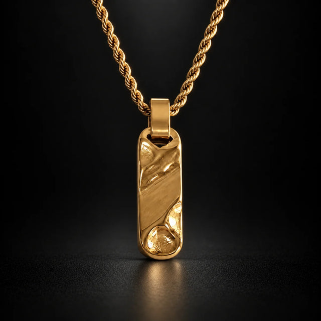 Gold Textured Bar Necklace