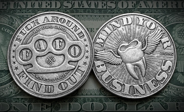 "F.A.F.O." Fuck Around & Find Out Coin (Antiqued Silver)