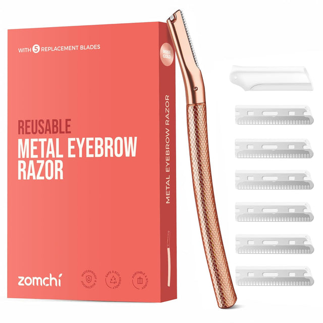 ZOMCHI Eyebrow Razor, Face Razors for Women&Men, Facial Shaver with 6 Blades (Rose Gold)